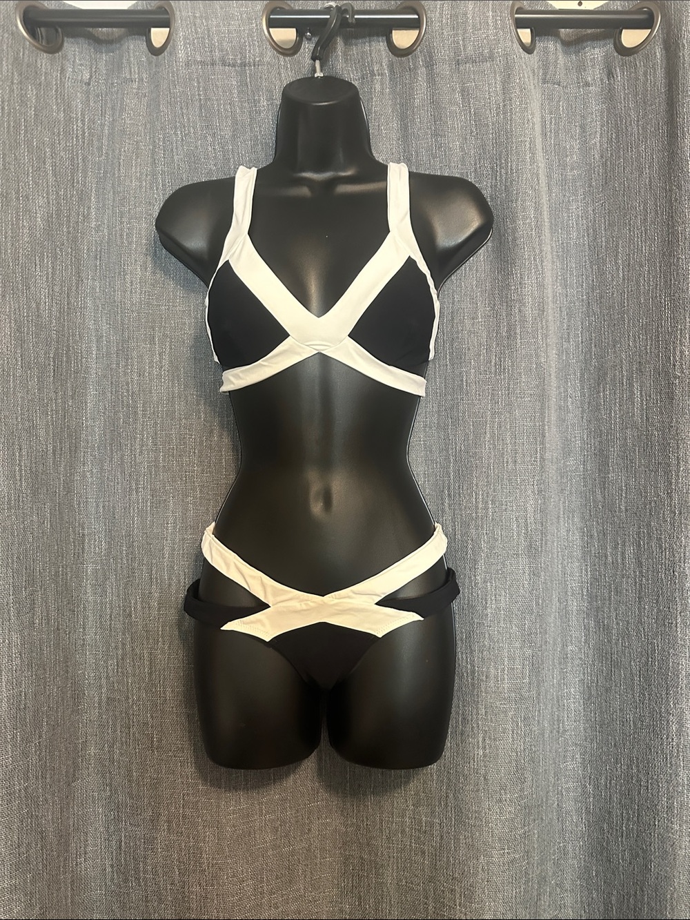 Agent Provocateum  Forever Black & White Strappy Bikini Set